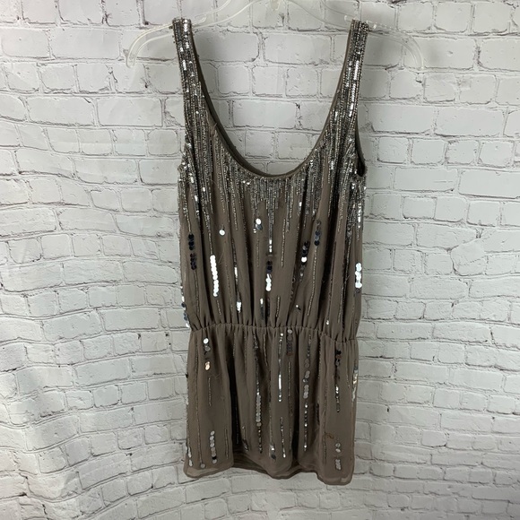 Arden B. 100% Silk Art Deco Sequin Tunic Tank - Picture 2 of 7